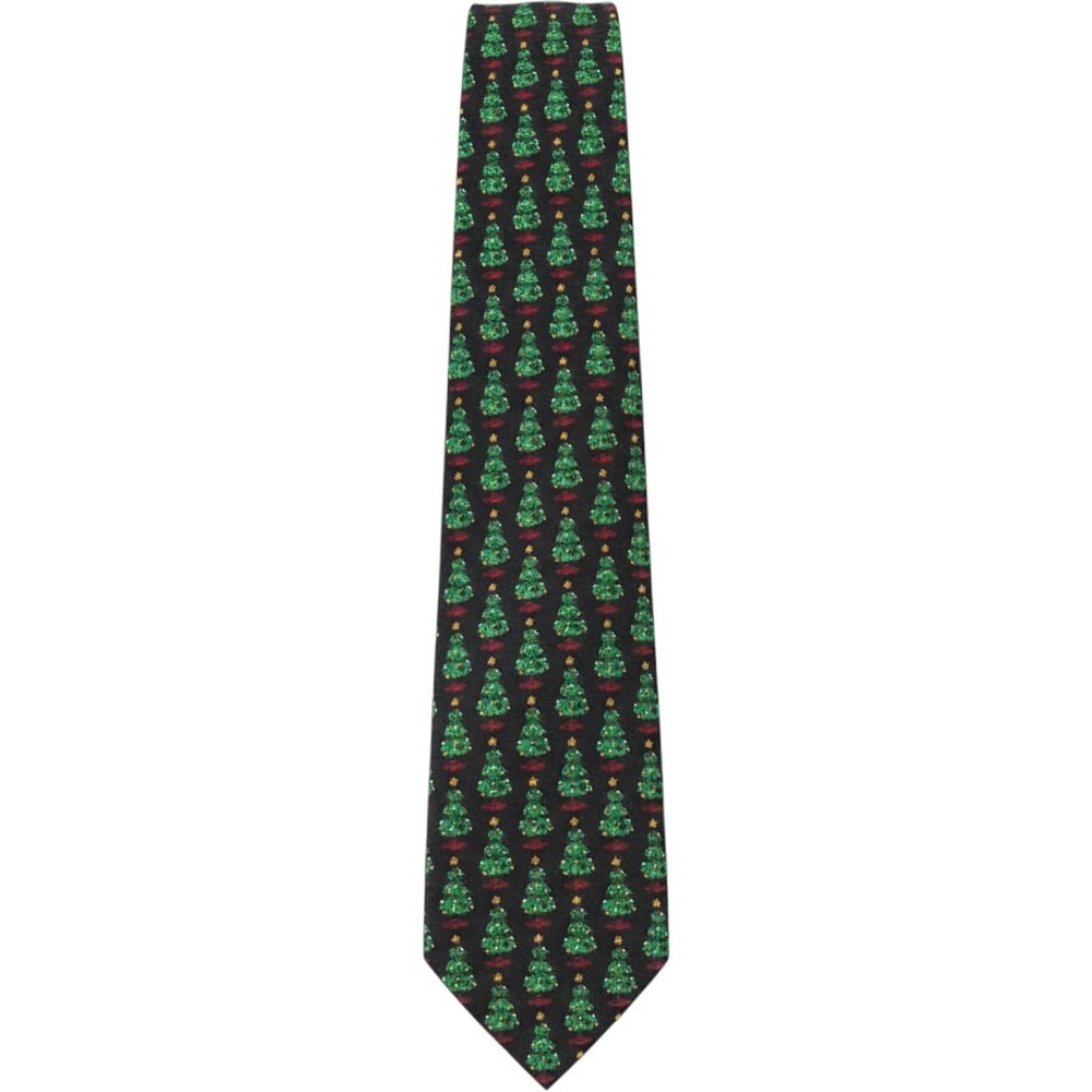 JZ Richards Mens Silk Christmas Tie Black Tree Santa Mouse Holiday Handcrafted